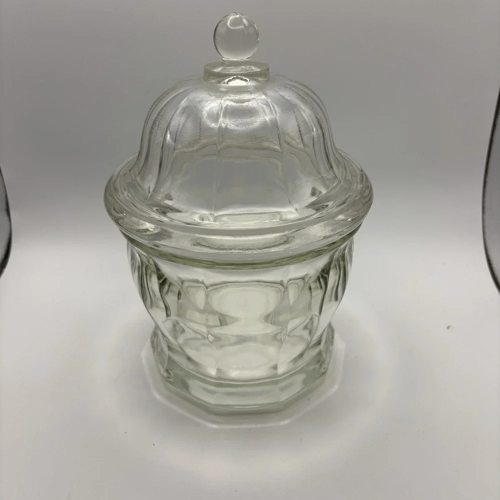 VTG HEAVY PANEL INDIANA GLASS BISCUIT CANDY APOTHECARY JAR -‎ 8